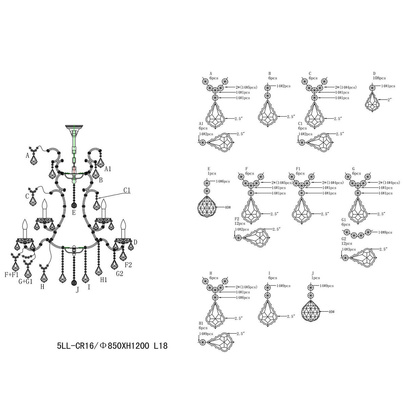 Lampa wisząca Chandelier 126-150 x Ø 85 cm