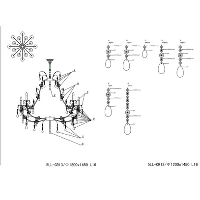 Lampa wisząca Chandelier Ø 135X125/180 CM