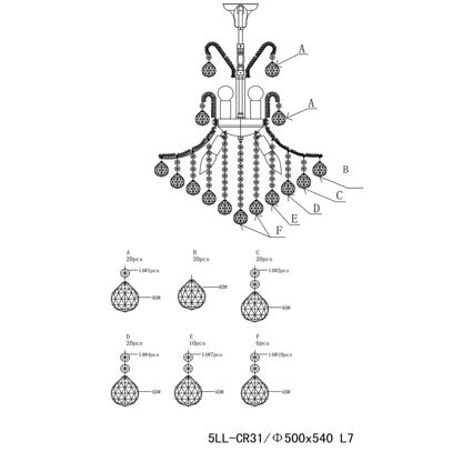 Lampa wisząca Chandelier 60-180 x Ø50 cm 