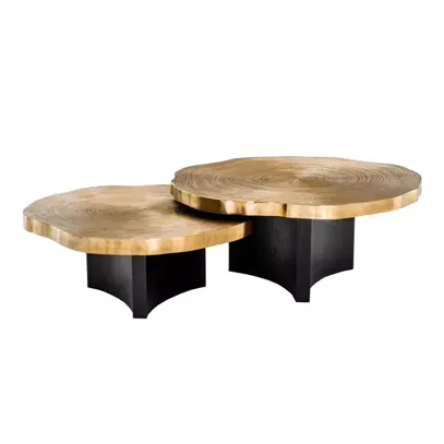 Stoliki set/2 Metal Timber 85x85x40cm + 95x95x45cm